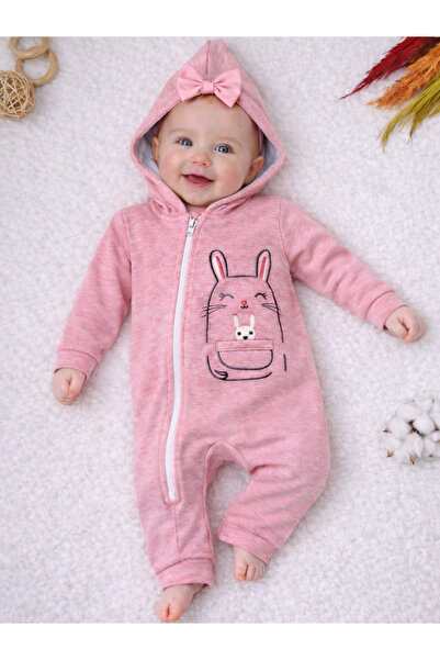 Tomuycuk Kız Bebek Kapüşonlu Tulum Pembe | Hediyelik Bebek Giyim, Pamuklu
