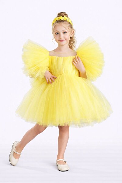 RAPAPA Fusta tutu pentru fete, mâneci umflate, rochie de seară coroană Komoti...