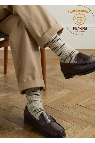 FENRA STUDIO Men's Winter Thermal Goat Wool Warm Natural Color Thick Knit Socks