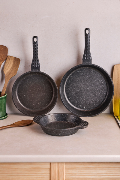 Perotti Progranito Cast Iron 3-Piece Pan and Saucepan Set 20-24-28 cm