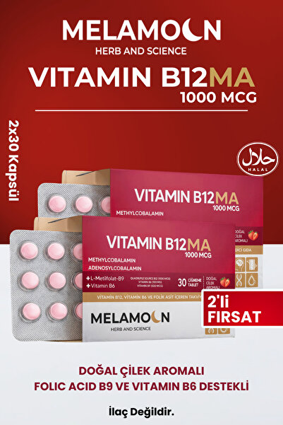 Melamoon B12, B6 Ve Folik Asit: , Kan Oluşumu Desteği 1000mcg 30'lu (2x30)