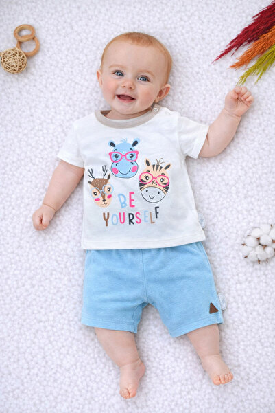 Tomuycuk 2-Piece Baby Girl/Boy Top and Bottom Set - Blue & Animal Print & Sof...