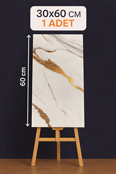 UKAB Kendinden Yapışkanlı Dekoratif Esnek Köpük Siyah Pvc Mermer Panel 60x30c...