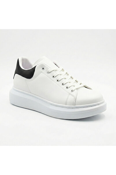 BESKAR Pantofi pentru bărbați din piele albă cu detalii negre - Pantofi sport...