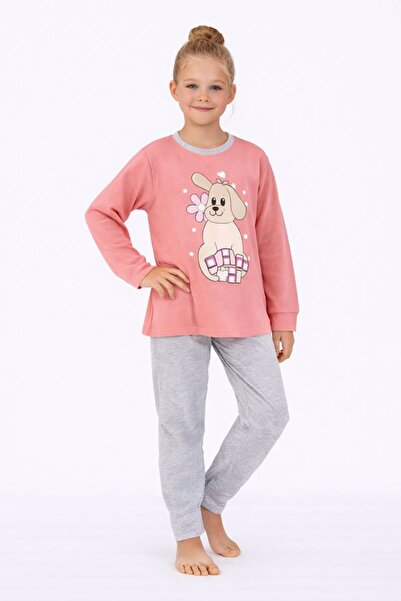 RAPAPA بيجامة قطنية بأكمام طويلة مطبوعة على شكل كلب للفتيات 8408P