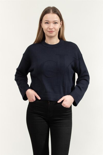 Calvin Klein Long Sleeve Smooth Cotton Ck Kadın Triko