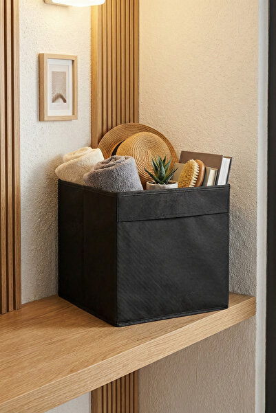 homyjr's صندوق تنظيم من القماش بدون غطاء أسود مقاس 30×30×30 – منظم متعدد الأغراض