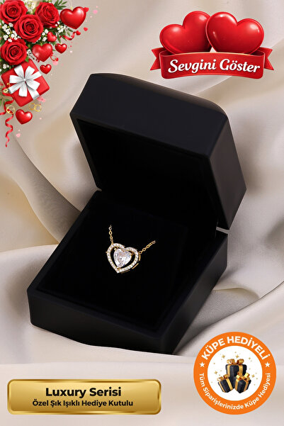 Lucente Jewellery Işıklı Hediye Kutulu Taşlı Kalp Aşk 925 Ayar Gümüş Kaplama ...
