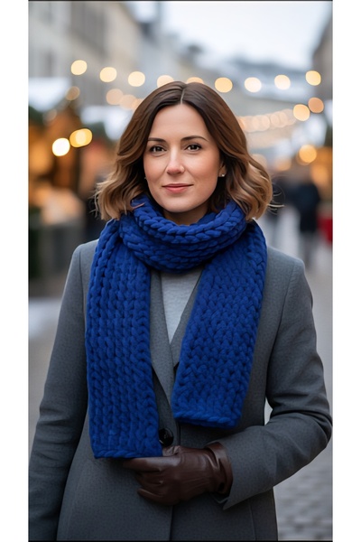 A&D HANDMADE Hand Knitted Puffy Plush Scarf 220*22 cm