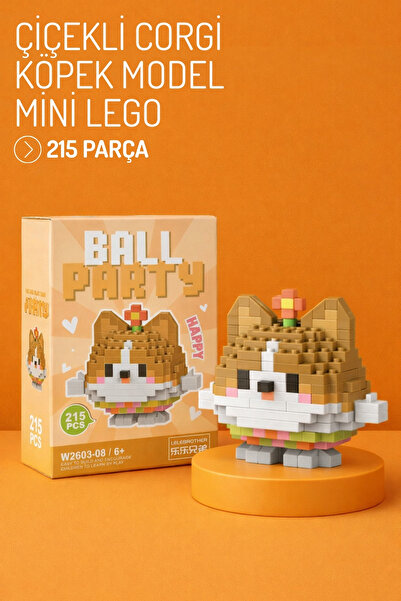 Nandy Home Çiçekli Corgi Köpek Model Karakter Figürü 3D Yapı Oyuncakları