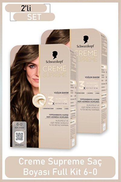 Schwarzkopf Creme Supreme Full Kit 6-0 Açık Kahve x 2 Adet