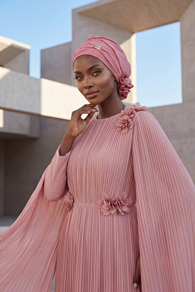 Aisha's Design Ready-Made Turban with Accessories, Dark Pink, Ht-95