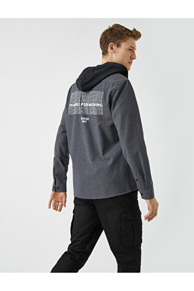 Koton cu imprimeu Cămașă cu mânecă lungă din bumbac cu glugă