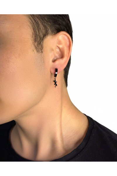 Winy Concept Sıkıştırmalı Kertenkele Figürlü Erkek Çelik Küpe - 13 mm