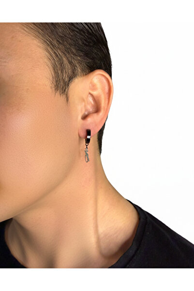 Winy Concept Mustafa Kemal Atatürk İmzalı Çelik Küpe Siyah