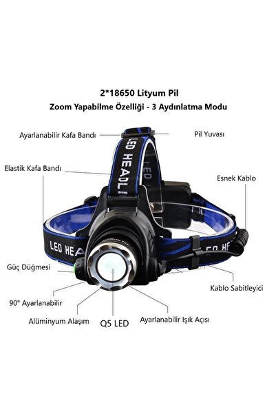 Cata 5 W 3 Modlu Şarjlı Dimlenebilir Poyraz Kafa Lambası - CT-9123