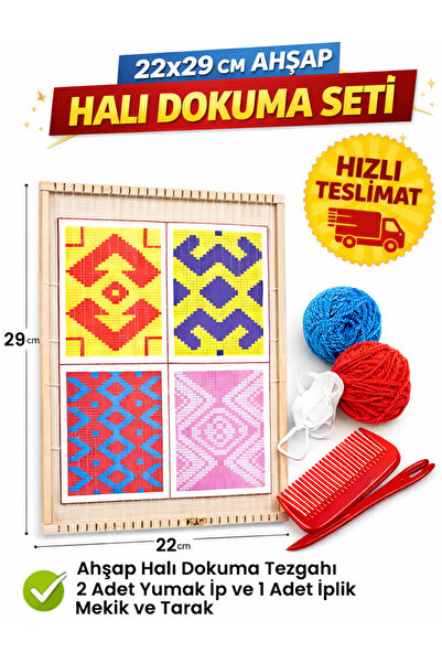 İkra Kırtasiye Halı Dokuma Tezgahı ve Seti - Ahşap Halı Dokuma Projesi