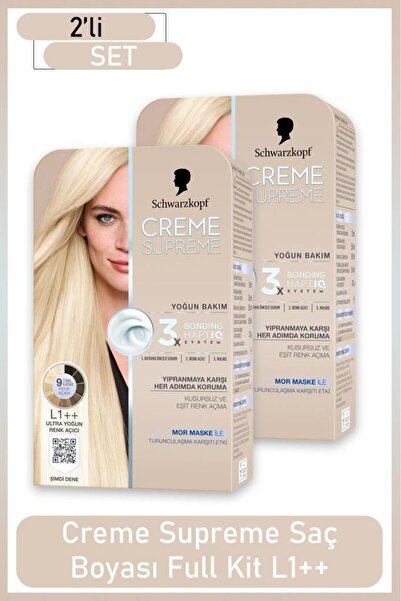 Schwarzkopf Creme Supreme Full Kit L1++ Ultra Yoğun Renk Açıcı x 2 Adet
