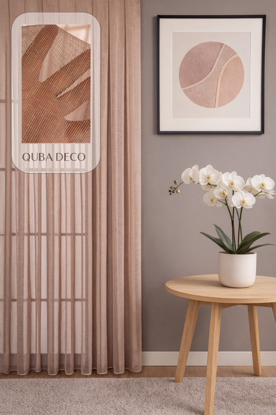 QUBA DECO Elegant Breathable Mesh Textured Pleated Tulle Curtain Hall Living ...