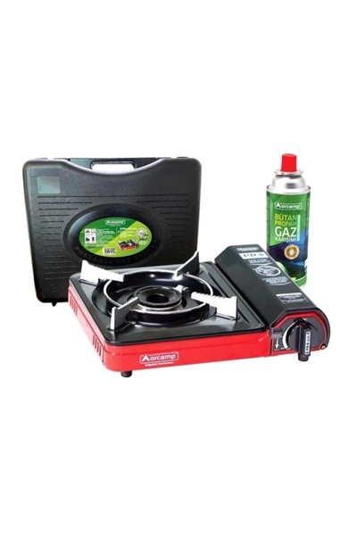 Orcamp Portatif Kamp Ocağı Kullanıma Hazır Kırmızı Çantalı Kartuşlu