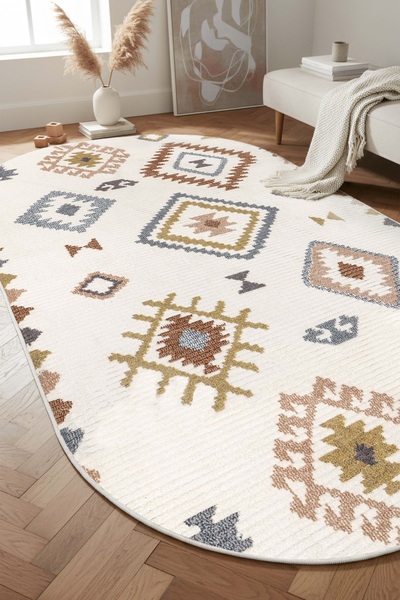 West Home Dijital Baskı Yıkanabilir Kaymaz Taban Leke Tutmaz Oval Mutfak Halısı Salon Halısı Ve Yolluk