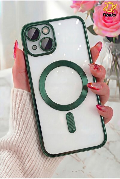 Fibaks iPhone 13/14 Kılıf Kamera Lens Korumalı Magsafe Şarj Kilifi Şeffaf Ren...