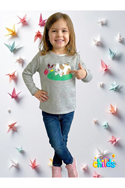 childs Long Arm Silvery Two Yarn Without Rasing Cotton Sweatshirt Female Child