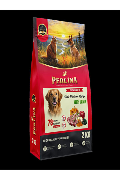 Perlina Orta ve Büyük Irk Yetişkin Köpek Maması, Kuzu Etli, 2 kg,%78 Hayvansa...