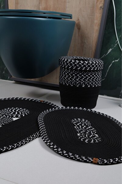 ModaCardin 3-dijelni set prostirki za kupanje od jute i pruća - košara u boem...