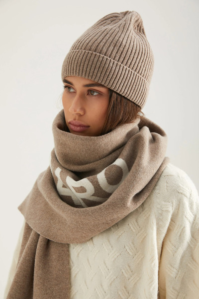 Ferraro قبعة تريكو نسائية مصنوعة من مزيج الكشمير والمينك