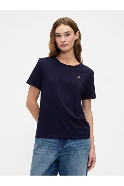 GAP Kadın Lacivert Organik Pamuk VintageSoft Brannan Bear T-Shirt