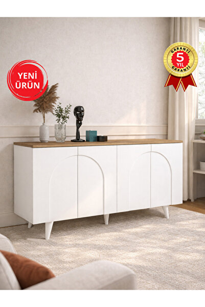 dorpek Bono Bohem Konsol, TV Ünitesi Konsol & Salon Konsolu 150 cm | Beyaz - ...