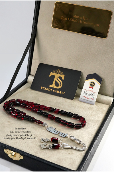 TESBİHSARAYI Kehribar Tesbih- Kadife Kutulu GÜMÜŞ İSİMLİ Tesbih -İsimi Soru &...