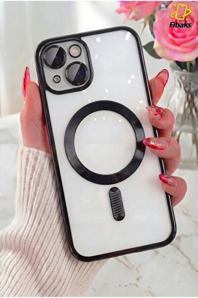 Fibaks iPhone 13/14 Kılıf Kamera Lens Korumalı Magsafe Şarj Kilifi Şeffaf Ren...