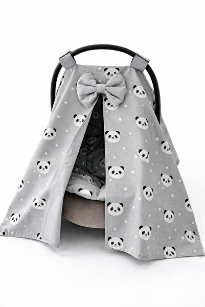 Genel Markalar Gri Panda Tasarım Puset Örtüsü ve Puset Minderi 2'li Seti, şık...
