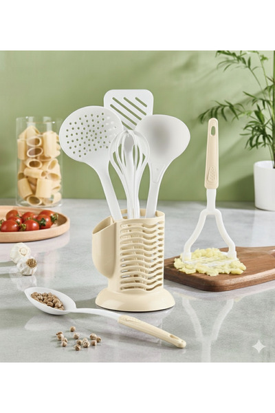 lufy Serving Set - Heat Resistant 6-Piece Ladle Spoon Spatula Masher and Beater