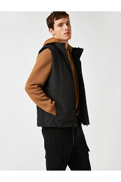 Koton Men's Black Vests Anorak