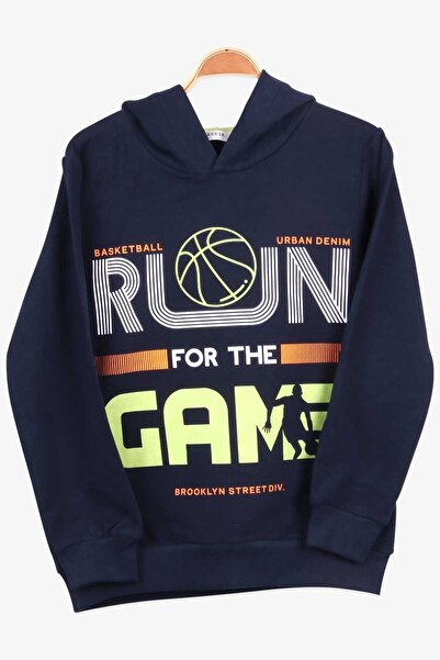 Breeze Момчешка суитшърт с мотив баскетбол, възраст 8-14 години, тъмносин