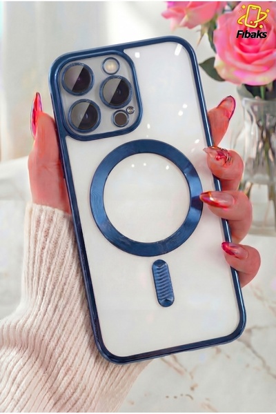 Fibaks İphone 15 Pro Uyumlu Kılıf Kamera Lens Korumalı Magsafe Şarj Kilifi Şe...