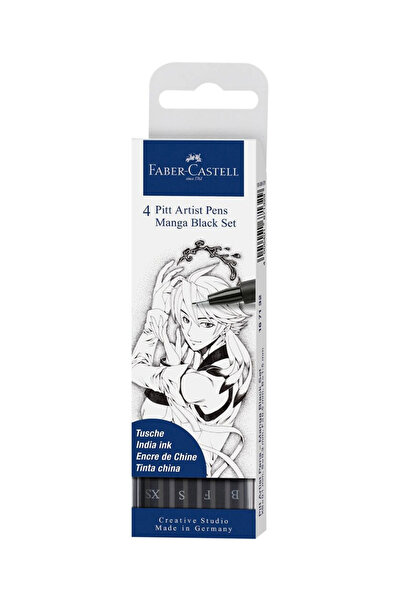 Faber Castell Pitt Artist Pen Manga Seti,4'lü Siyah Kalem Seti, Manga ve Çizi...