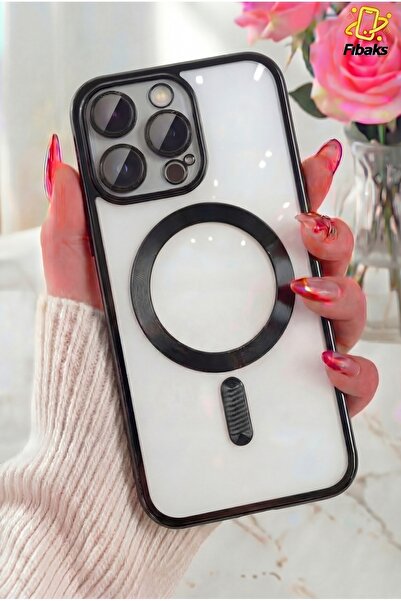 Fibaks iPhone 15 Pro Max Kılıf Kamera Lens Korumalı Magsafe Şarj Kilifi Şeffa...