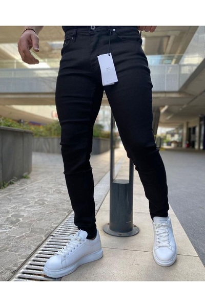MODA FINE Men's Black Skinny Fit Lycra Jeans Trousers