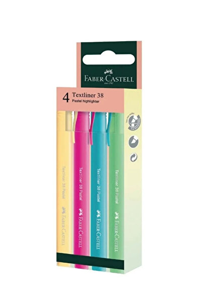 Faber Castell مجموعة من 4 أقلام تحديد باستيل، رأس رفيع، ألوان ناعمة