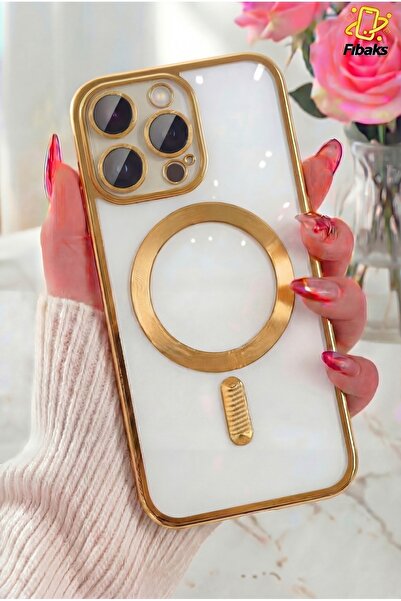 Fibaks iPhone 12 Pro Max Kılıf Kamera Lens Korumalı Magsafe Şarj Kilifi Şeffa...