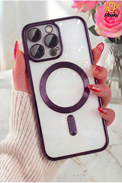 Fibaks İphone 13 Pro Uyumlu Kılıf Kamera Lens Korumalı Magsafe Şarj Kilifi Şe...