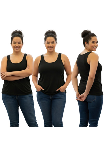 MrrMajestic Women's Thick Strapped Beige Lycra Tank Top - Oversized Size - Se...