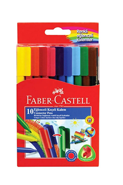 Faber Castell Eğlenceli Keçeli Kalem 10 Renk,Canlı ve Parlak Renkler, Kolay K...