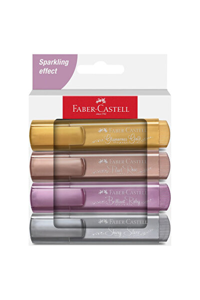 Faber Castell Metalik 4'lü Karton Kutu Fosforlu Kalem Seti, Şık ve Parlak Ren...