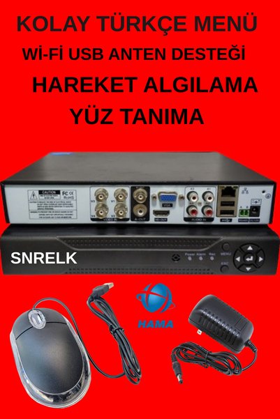 SNRELK HAMA 5 mp Lens 4 Kamera 320gb 1080p Gece RENKLİ Su Geçirmez Güvenlik kamerası set