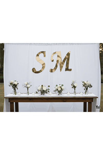 Youstore 2'li Harf 30 Cm Konsept Kına-söz-nişan-nikah Altın Pleksi